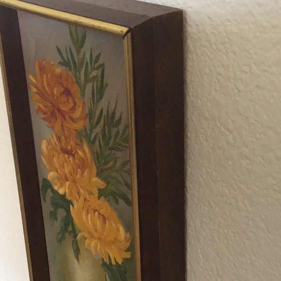 Vintage floral framed dinged oil painting. - Picture 6 of 11